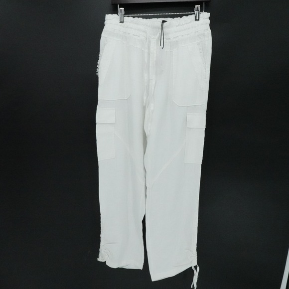 Melissa Nepton Claudie Pants Womens Medium White Linen Cargo Lightweight Beach